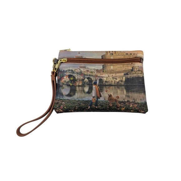 Y Not? Womens European Scenic Wristlet Wallet Print & Gold Zipper Accents - Picture 7 of 11